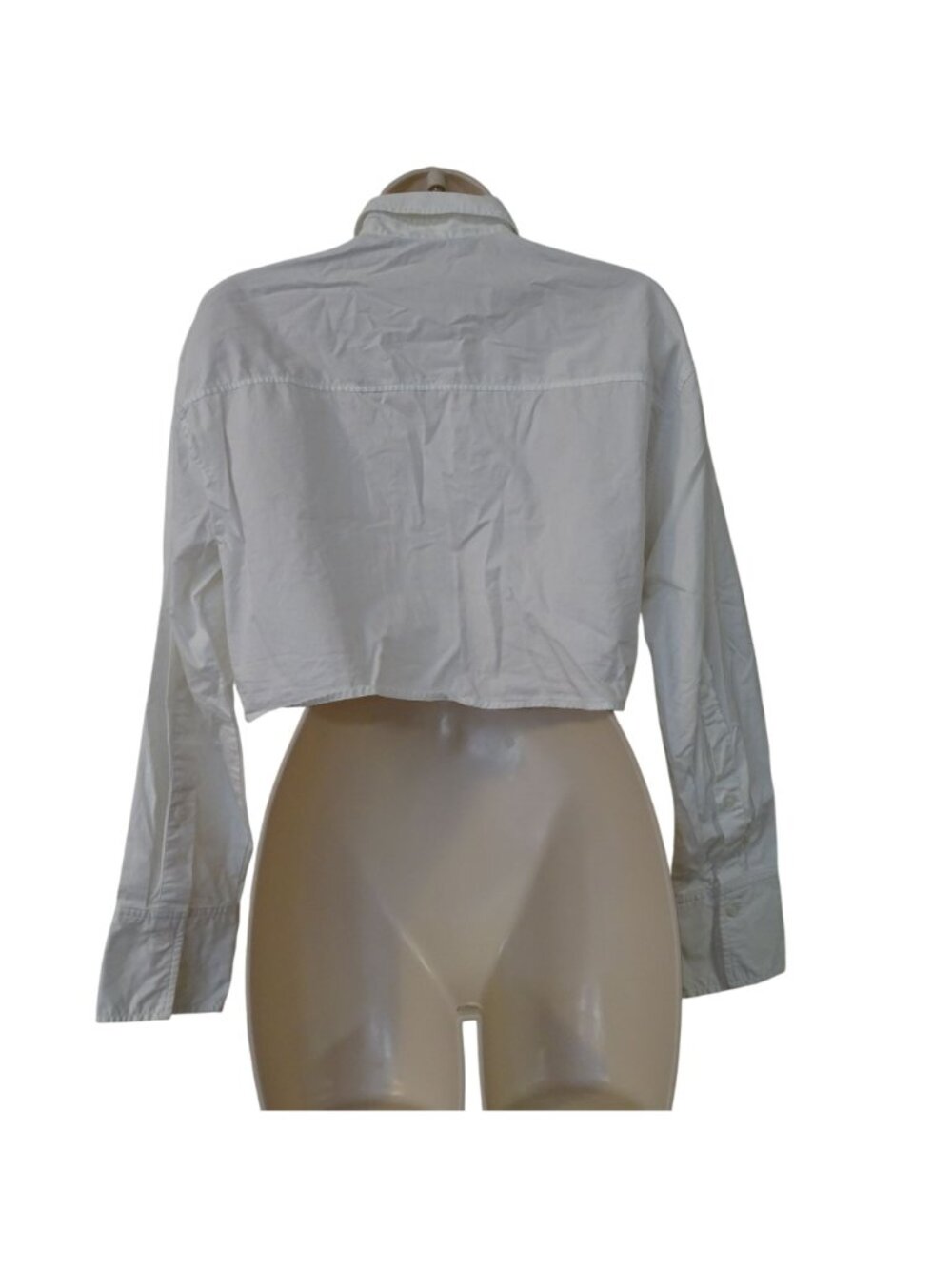 Zara White Collared Button Up Crop Shirt Size XS Long Sleeves Utility Streetwear - Picture 5 of 7